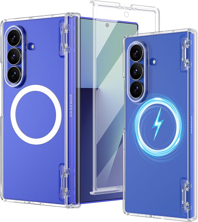 Btscase for Samsung Galaxy Z Fold 7 Case,Built in Front Screen Protector,Gold Glitter Marble Pattern Hard PC Slim Shockproof Full Body Drop Protective Case for Galaxy Z Fold 7 5G, Clear