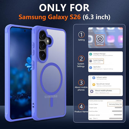 Pilaru Compatible for Samsung Galaxy S26 Phone Case: S26 Case with 2PC HD Screen Protector, Wireless Charging Matte Translucent Soft-Touch & Full Body Shockproof para Case Galaxy S26,Sky Blue