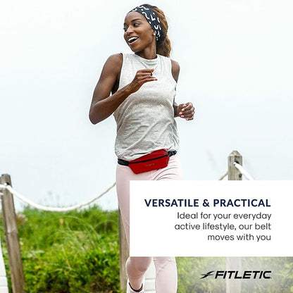 Fitletic Active Lifestyle Fanny Pack & Mini Sports Running Belt For Men & Women – Lightweight, Low Profile- Ultra-Soft Expandable Lycra Pouch - Fits All Phones – Inner Pocket