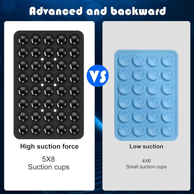 Double Sided Silicone Suction Phone Holder Mount, Silicon Accessory for iPhone and Android, Hands-Free Mirror Shower Phone Holder, TikTok Videos and Selfies (Black+White)