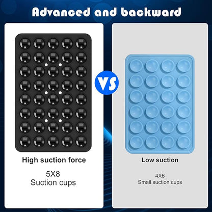 Double Sided Silicone Suction Phone Holder Mount, Silicon Accessory for iPhone and Android, Hands-Free Mirror Shower Phone Holder, TikTok Videos and Selfies (Black+White)