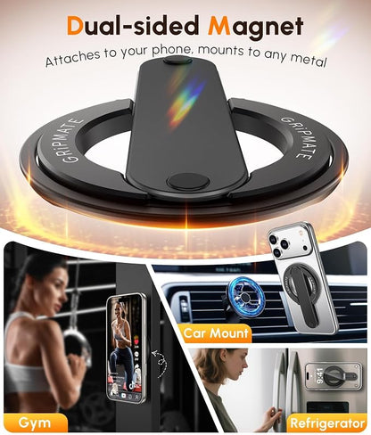 2nd Gen for Magsafe Phone Grip for iPhone - Strong Dual-Sided Magnetic Phone Ring Holder - Detachable, Comfortable Finger Loop Stand for iPhone 17 Pro Max 16 15/14/13/12 Series (Black)