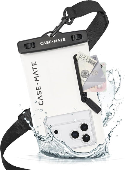 Case-Mate IP68 Waterproof Phone Pouch with Zip Pocket for 3 Cards & Cash - Large Floating Phone Case w/Crossbody Lanyard - Beach Cruise Ship Travel Essentials Compatible w/All Devices - Sand Dollar