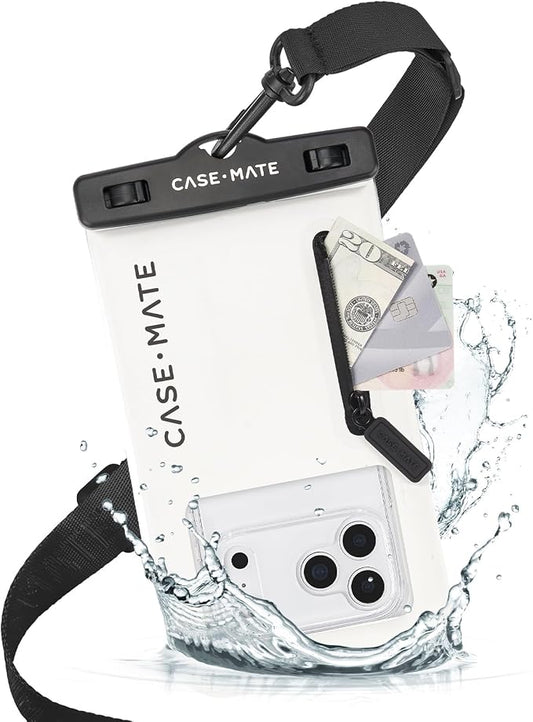 Case-Mate IP68 Waterproof Phone Pouch with Zip Pocket for 3 Cards & Cash - Large Floating Phone Case w/Crossbody Lanyard - Beach Cruise Ship Travel Essentials Compatible w/All Devices - Sand Dollar