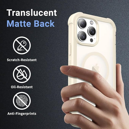 jaroco Magnetic for iPhone 13 Pro Case, [Compatible with MagSafe][Military Grade Drop Protection][Heavy Duty Protection][Non-Slip][Shockproof] 2-Layer Durable Bumper Phone Case 6.1''-Antique White