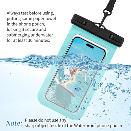 Trifabricy 3 Pack IP68 Waterproof Phone Pouch, Floating Waterproof Phone Case with Lanyard for iPhone 17 16 15 14 Pro Max, Waterproof Case Cellphone Dry Bag for Beach Swimming Travel Green