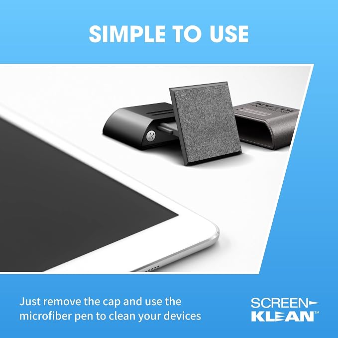 ScreenKlean Tablet Screen Cleaner - Compatible with iPad, Android & Amazon Tablet - with Carbon Microfiber Tech-Electroplated Silver-1 Count (Pack of 1)