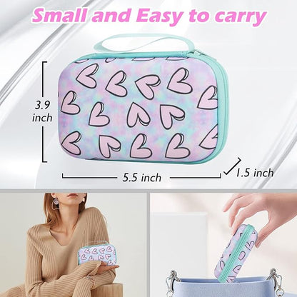 CameCosy Phone Charger Storage Case Set with Purple 3D love Heart Carrying Cover Bag kawaii Cute DIY Cable Protector charger accessories USB line Travel Cable Organizer,Compatible for iPhone