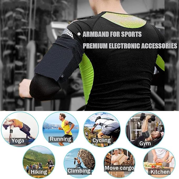 Universal Sports Armband for All Phones. Cell Phone Armband for Running, Fitness and Gym Workouts (iPhone X/8/7/6/Plus,Samsung Galaxy S9/S8/S7/S6/Edge/Plus & LG, More), All Black, Small