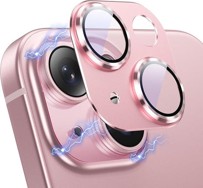Korecase Compatible with iPhone 15 /iPhone 15 Plus Camera Lens Protector,9H Tempered Glass Camera Screen Cover,[Drop Protection][Strong Adhesion] Aluminum alloy Metal Anti Scratch Rear Camera Lens