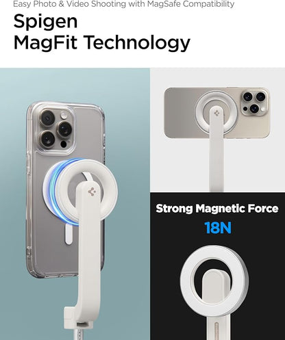 Spigen Selfie Stick Tripod Stand with Bluetooth Remote Control Shutter 24" Extendable Compatible with MagSafe iPhone 17/16/15/14/13/12 Pixelsnap Pixel 10 Series & More - Dune Beige (S571W)
