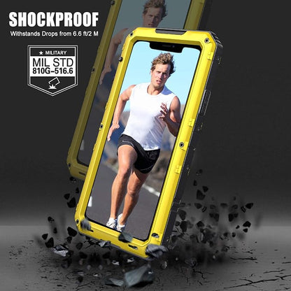 Mitywah Waterproof Case for iPhone 11 Pro Max, Heavy Duty Military Grade Phone Case Built-in Screen Protection, 360° Full Body Protector Metal Rugged Case, Yellow