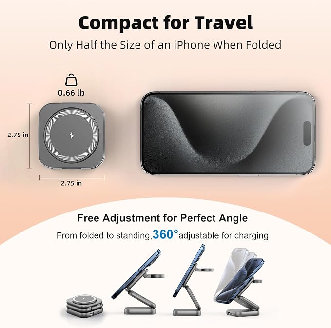 5-in-1 Wireless Charger for MagSafe, AC ISLAND Portable Travel Charging Station, 35W Max Fast Foldable Magnetic Stand, Evolved for iPhone 17-12 & Air Series, Apple Watch, AirPods (with 35W Adapter)