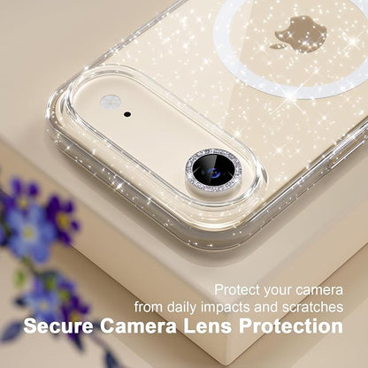 Choiche Magnetic for iPhone 17 Air Case Compatible with MagSafe, Women Cute Glitter Sparkly Phone Case with Diamond Camera Lens Protectors, Military-Grade Drop Protection 6.5" (Clear)