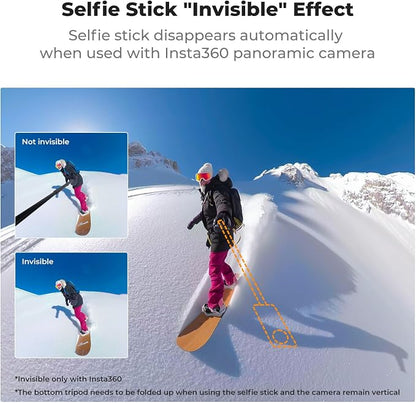 K&F CONCEPT Invisible Selfie Stick, Extension Long Pole（120cm/47.2in） Compatible with Insta360 X5/X4/X3 GoPro Hero 13/12/11 DJI OSMO 360 Pocket 3, 1/4" Extended Monopod with GoPro Adapter.