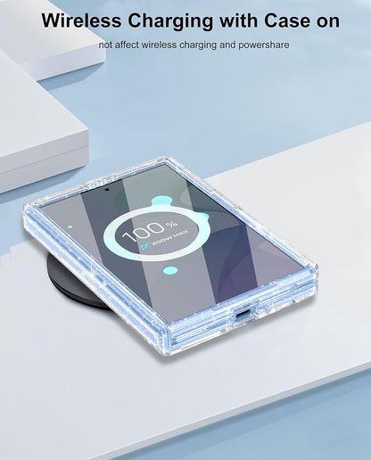 Btscase for Samsung Galaxy Z Fold 8 Case,Built in Front Screen Protector,[Compatible with MagSafe] Marble Hard PC Slim Shockproof Full Body Drop Protective Case for Z Fold 8, Clear Glitter