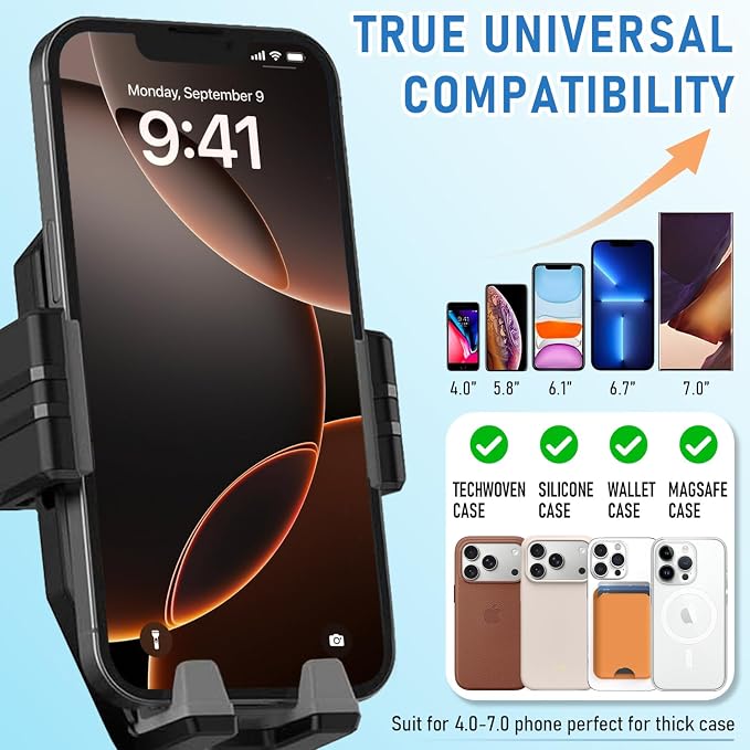 Truck Phone Holder Mount,Car Phone Holder,Dashboard Windshield Phone Holder 16.9 inch Long Arm,Super Suction Cup Compatible with Pickup Truck,Commercial Truck and All Phone