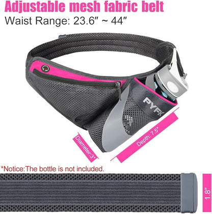 PYFK Running Belt Hydration Waist Pack with Water Bottle Holder for Men Women Waist Pouch Fanny Bag Reflective