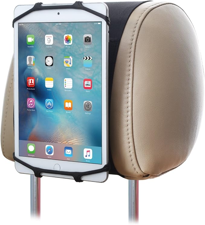 Car Headrest Mount Holder TFY Angle Adjustable Car Headrest Mount Holder with Silicon Holding Net for Phones and Tablets