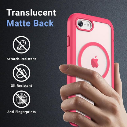 jaroco Magnetic for iPhone SE Case 3rd/2rd,iPhone 8/7 Case, [Compatible with MagSafe][Military Grade Drop Protection][Heavy Duty Protection][Non-Slip] 2-Layer Bumper Phone Case 4.7''-Rose