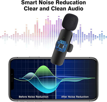 Professional Wireless Lavalier Lapel Microphone for iPhone, iPad, Cordless Omnidirectional Condenser Recording Mic for Video Recording, Live Streaming, Interview Podcast Vlog YouTube Tiktok(2 Pack)
