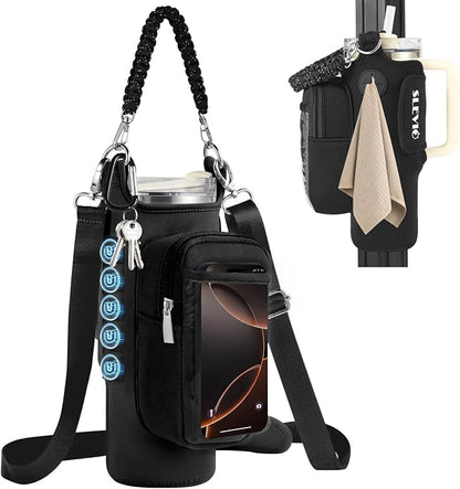 Magnetic Gym Bag for Men Women, Water Bottle Carrier Holder with Strap for Stanley, Small Bag Accessories pouch with N52