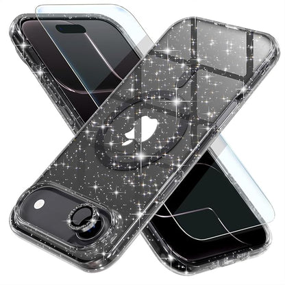 Choiche Magnetic for iPhone 17 Air Case Compatible with MagSafe, Women Cute Glitter Sparkly Phone Case with Diamond Camera Lens Protectors, Military-Grade Drop Protection 6.5" (Black)
