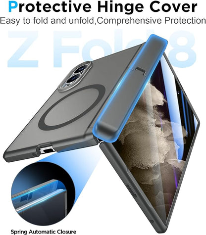 for Samsung Galaxy Z Fold 8 Case,[Compatible with MagSafe][Built-in HD Screen Protector & Kickstand][Hinge Protection] Translucent Matte Full-Body Shockproof Phone Case for Z Fold 8 Wide,Gray