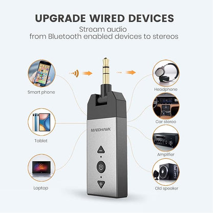 Maedhawk Bluetooth 5.2 Aux Adapter for Car Home Stereo Speaker Headphone, Wireless Audio Receiver with Rotatable 3.5mm Jack, Handsfree Calls, A2DP