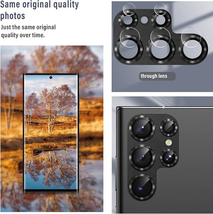 Korecase Camera Lens Protector for Samsung Galaxy S25 Ultra 9H Tempered Glass Camera Film Cover, Strong Adhesion, Metal Anti-Scratch Rear Camera Lens Cover for Samsung S25Ulrta,Black