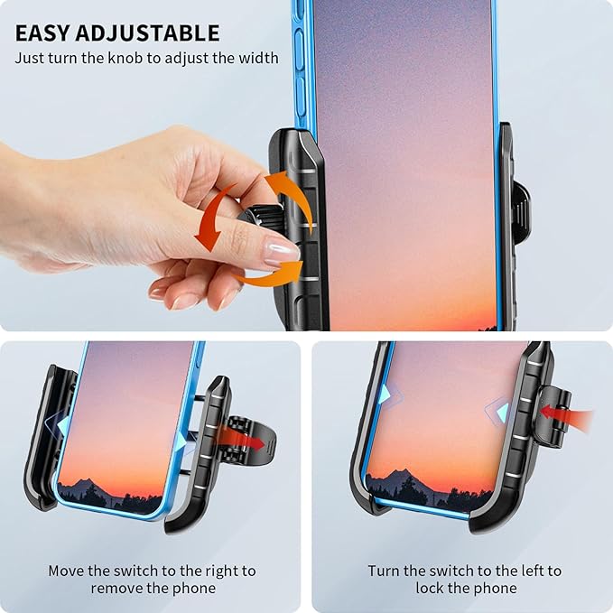 Kewig Motorcycle Phone Mount Holder- [Camera Friendly] [1s Lock & Release] Bike Phone Mount Handlebar Cell Phone Holder for Bicycle Scooter ATV, Fit for 5.4-7.2" Smartphones