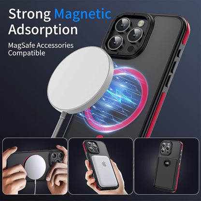 Strong Magnetic case for iPhone 16 Pro [10Ft Military-Grade Protection] Compatible with fit MagSafe Shockproof Slim Thin Cover 6.3 inch 16 Pro Phone case, Red Bumper