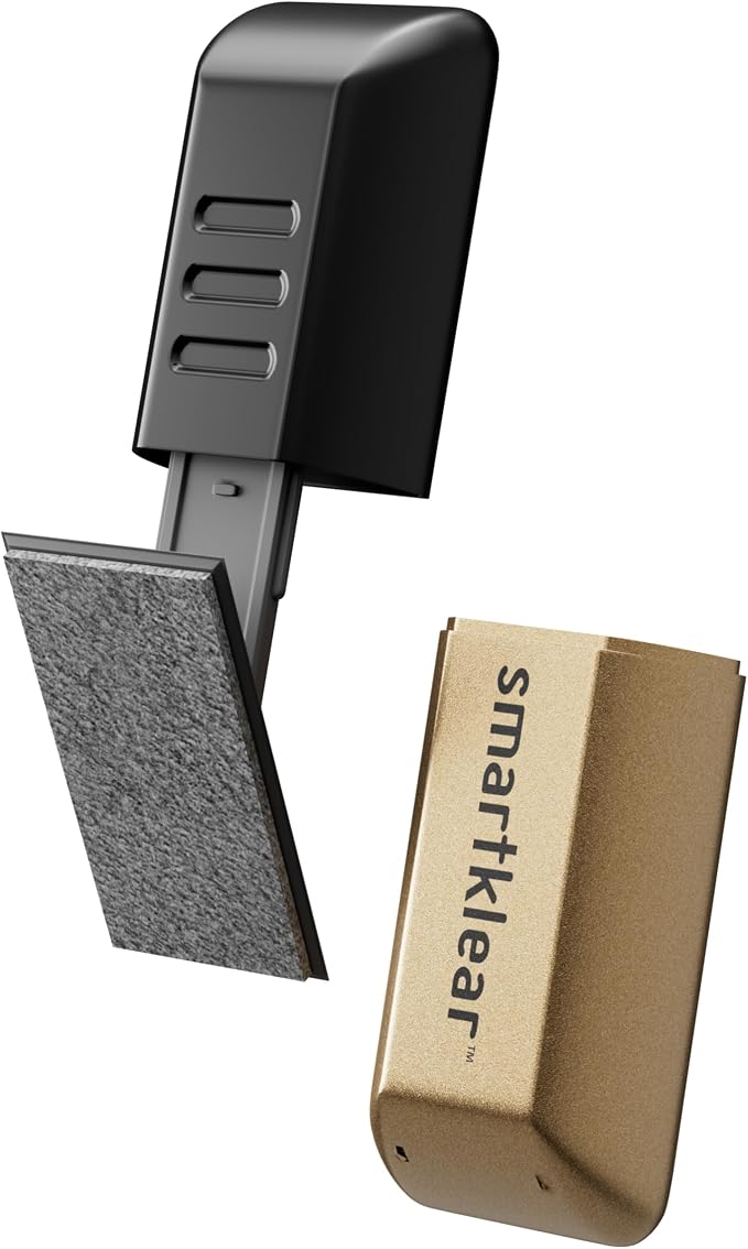 CarbonKlean SmartKlear Smart Phone Screen Cleaner - for iPhones, Androids, and More - Cleaner with Carbon Microfiber Tech - Black Rubber and Electroplated Gold - 1 Count