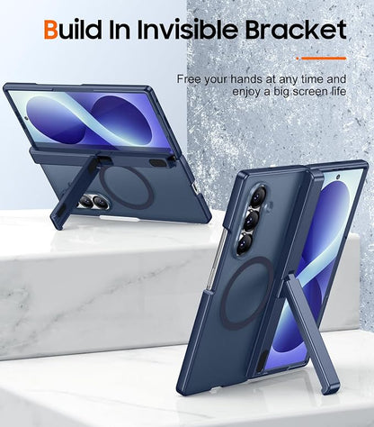 SPIDERCASE Magnetic for Samsung Galaxy Z Fold 8 Ultra Case,Built-in [Screen Protector] [Hinge Protection] [Kickstand] Full Body Protective Phone Case for Z Fold 8 Ultra - Blue