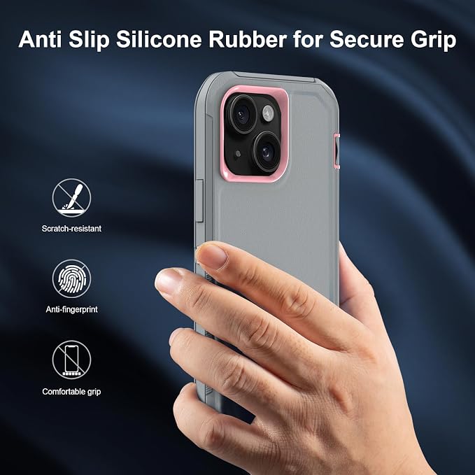 Sansunto for iPhone 13 Case, Phone Case for 15 & 14, Protective Heavy Duty Shockproof 3 in 1 Silicone Rubber Cover, Rugged Hybrid Durable Phone Case for iPhone 6e in 6.1 Inch