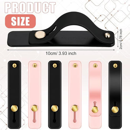 Weewooday 6 Pieces Phone Grip Holder Cell Phone Grip Strap Telescopic Finger Strap Stand Universal Finger Kickstand for Most Smartphones(Black, Pink)