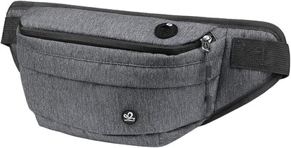 WATERFLY Running Belt Fanny Pack: Runner Marathon Jogging Waist Pack Sport Workout Exercise Fitness Phone Holder Belt for Men Women Jogger Slim Waistband Black