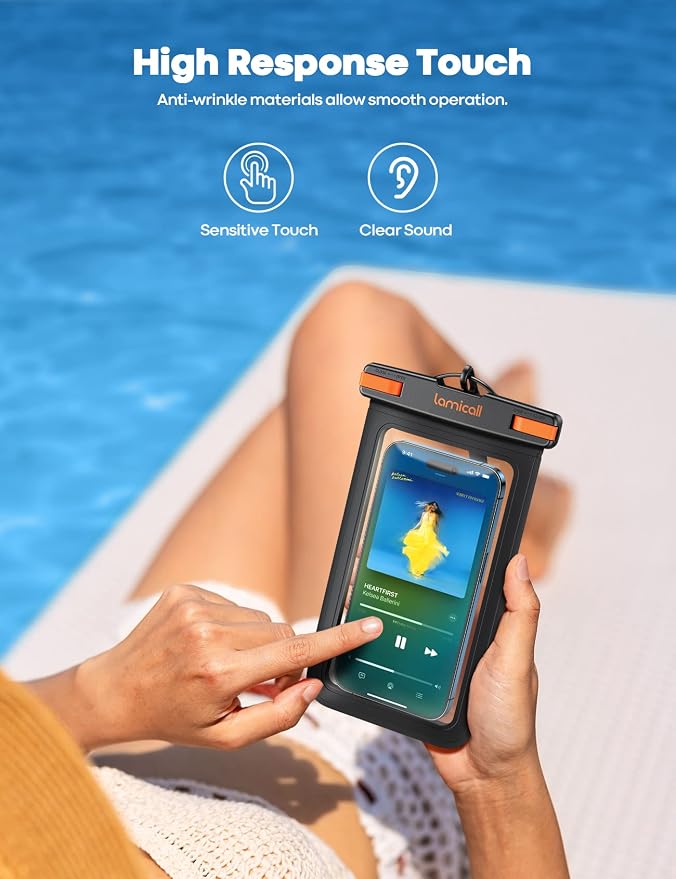 Lamicall Large Size Waterproof Phone Pouch Case - [ Big Case Friendly ] for Galaxy S25 Ultra, S22 23 S24 Ultra with Case, for iPhone 17 16 15 14 13 Pro Max, Plus Mini, Gift for 7.5" Devices