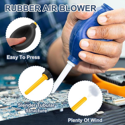 PATIKIL Soft Tip Air Blower Dust Blaster, 3 Pcs Rubber Bulb Air Pump Dust Blower Cleaner Cameras Lens Cleaning Tool with Long Nozzle for Camera Lens Computer Keyboard, Black/Yellow