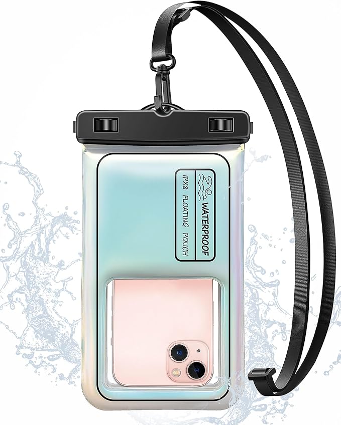 Waterproof Phone Pouch Floating, IPX8 Waterproof Phone Case for iPhone 16 15 14 13 ProMax Galaxy S25 S24 S23, Up to 7.0 Inch, with Adjustable Lanyard, Travel Beach Cruise Kayak Essentials