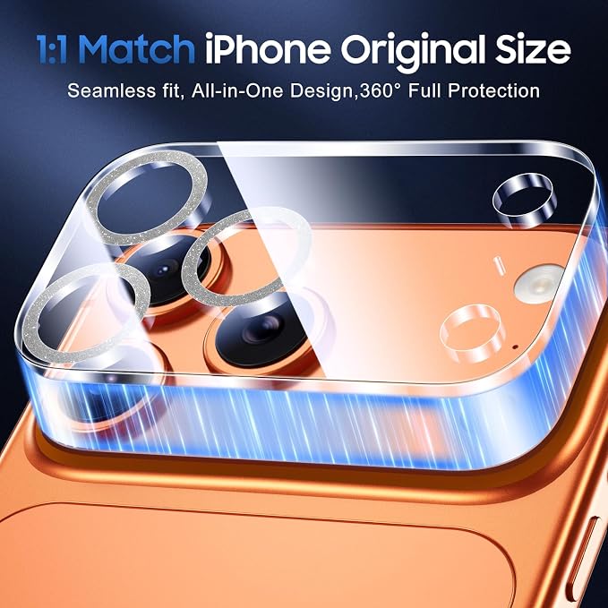 UniqueMe Compatible for 3 Pack iPhone 17 Pro Camera Lens Protector - [Drop Protection] [Case Friendly] 9H Tempered Glass Camera Cover Screen [Update New Version] - Glitter Silver