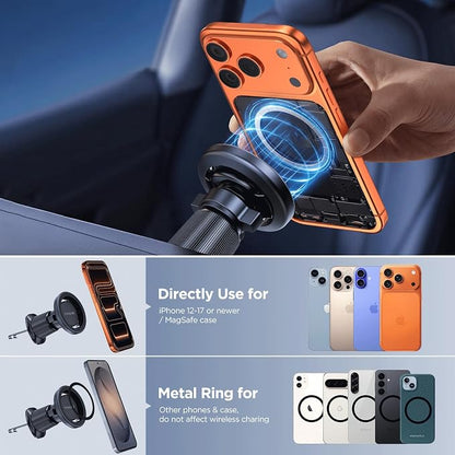Miracase Car Phone Holder for Magsafe [Super Strong Magnets] Magnetic Phone Holders for Your Car, 360° Adjustable Air Vent Hands Free Cell Phone Mount Cradle Fit iPhone 17-12 & All Smartphones, Black