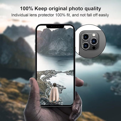Jeluse [3X2 Pack Designed for iPhone 13 Pro/iPhone 13 Pro Max Camera Lens Protector, 9H Tempered Glass Screen Protector Cover [Alignment Kit Eazy installation] Metal Individual Ring