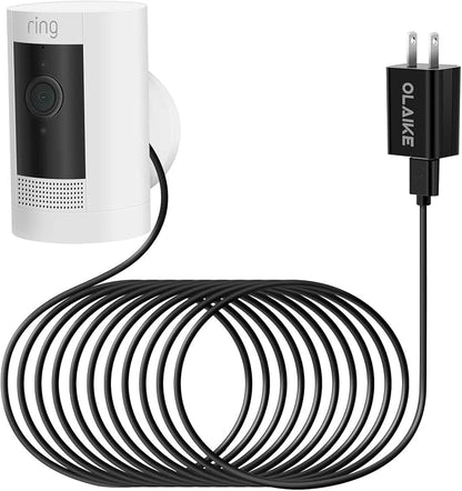 OLAIKE Indoor/Outdoor Power Adapter for Ring Stick Up Cam Battery 3rd Gen/2nd Gen/Plug-in, Weatherproof Cable(5m/16ft) to Continuously Charge Camera, No Need to Change Batteries, Black