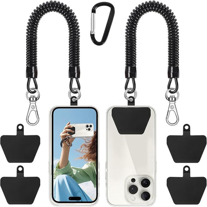 Doormoon Phone Lanyard Tether with 4 TPU Patch, Cell Phone Lanyard with 2 Phone Tether, 4 TPU Patch for Outdoor Hiking Climbing