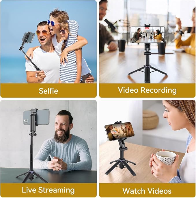 UTEBIT 40" Selfie Stick with Wireless Remote, Portable Phone Tripod Stand for iPhone & Android, Extendable Selfie Stick for Photograph, Live Streaming, Video Recording, Compatible with All Cellphones