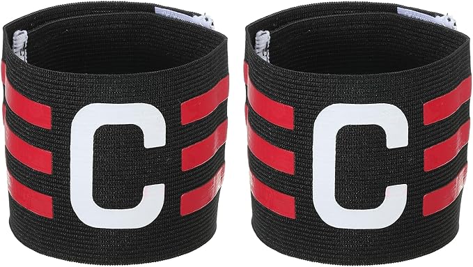 PATIKIL Captain Armband, 2 Pack Adjustable Elastic Soccer Captain's Arm Band for Outdoor Football Training Team, Black Rose Red