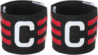 PATIKIL Captain Armband, 2 Pack Adjustable Elastic Soccer Captain's Arm Band for Outdoor Football Training Team, Black Rose Red