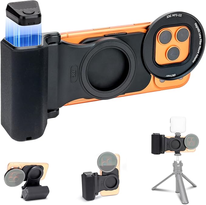 Upgraded 67mm Magnetic Phone Lens Filter Mount with Phone Camera Grip Kit for iPhone 17 Air 16 15 Pro Max,Filter Adapter Set w Cold Shoe & 1/4'' Hole Pull-Out to Fit Pro Max Plus(No Filters Include)