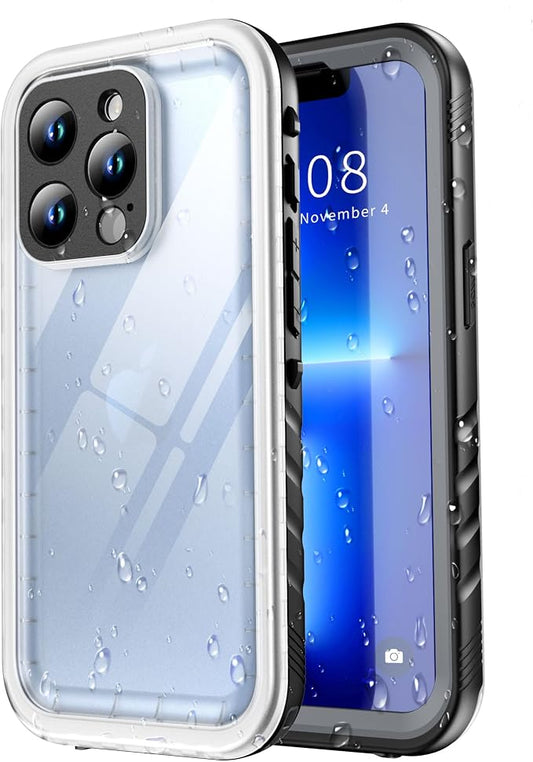 SPORTLINK for iPhone 13 Pro Waterproof Case - Full Body Shockproof Dustproof Phone Screen Protector Rugged Waterproof Case for iPhone 13 Pro 6.1 Inches Black/Frosted Clear